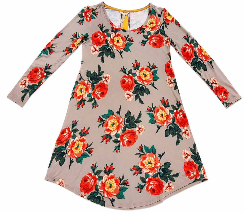 Matilda Jane Gray Floral Say I'm a Dreamer Shift Dress SZ Medium